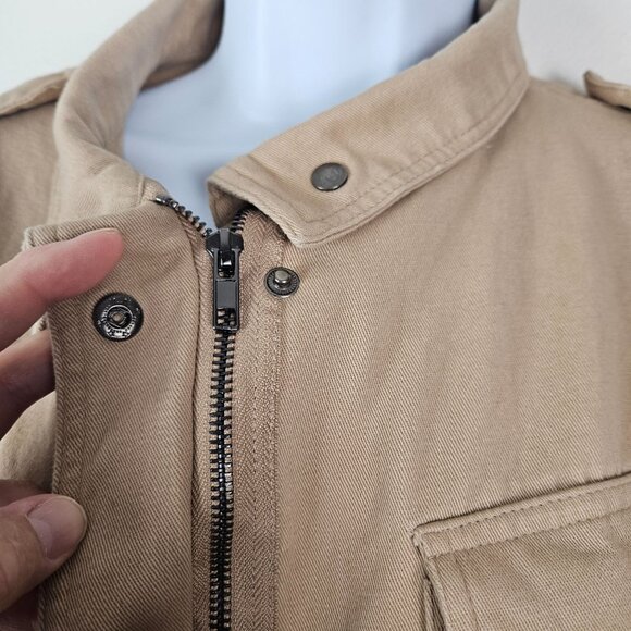 Pepochic Women's Light Khaki Military Style Jacket Snap Buttons Pockets Small - Picture 8 of 12